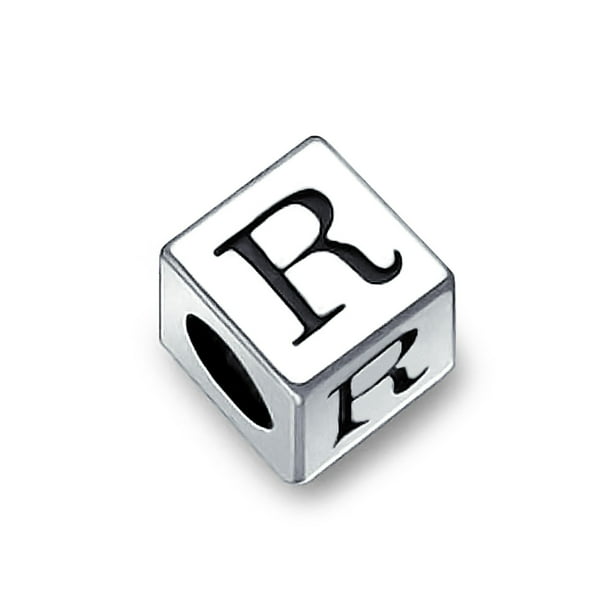 .925 Sterling Silver Letter R Bead .925 Sterling Silver Letter R Bead